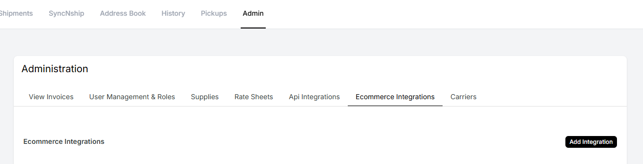 WebShip Admin - Ecommerce Integrations